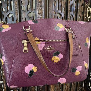 COACH 37159 COACH PRAIRIE SATCHEL PURSE FLORAL PRINT LEATHER PURPLE PLUM BAG